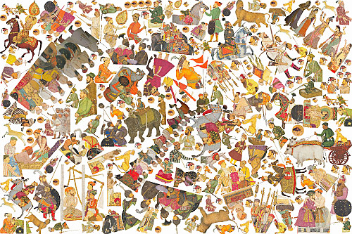Imran Channa, Badshahnama, encre pigmentaire sur papier Hahnemühle, 2009, 152x228 cm